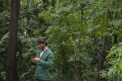View of a young man with smartphone Stock Photos