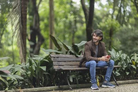 View of a young man with smartphone Stock Photos