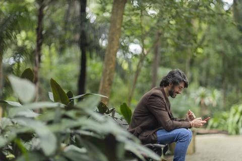 View of a young man with smartphone Stock Photos
