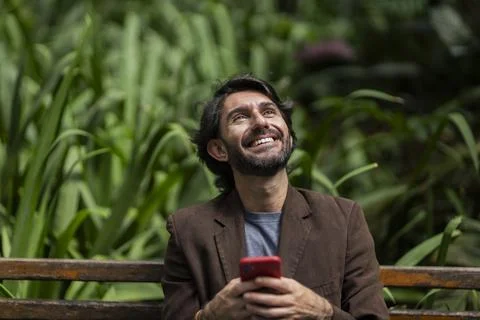 View of a young man with smartphone Stock Photos