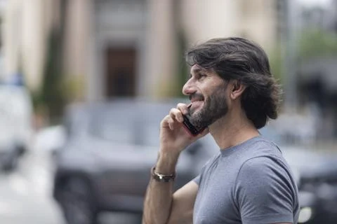 View of a young man with smartphone Stock Photos