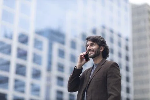 View of a young man with smartphone Stock Photos