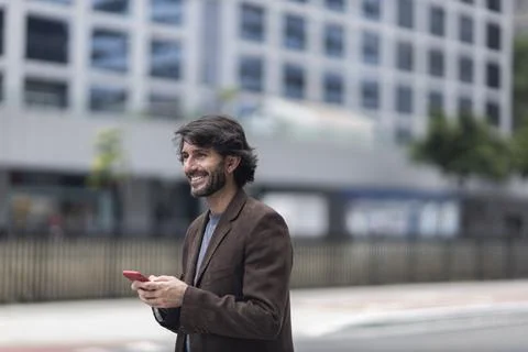 View of a young man with smartphone Stock Photos