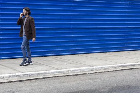 View of a young man with smartphone Stock Photos
