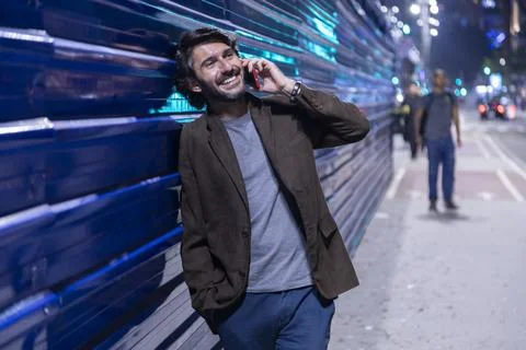 View of a young man with smartphone Stock Photos