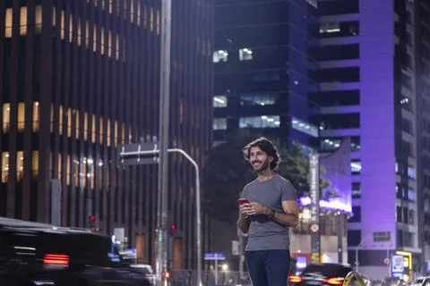 View of a young man with smartphone Stock Photos