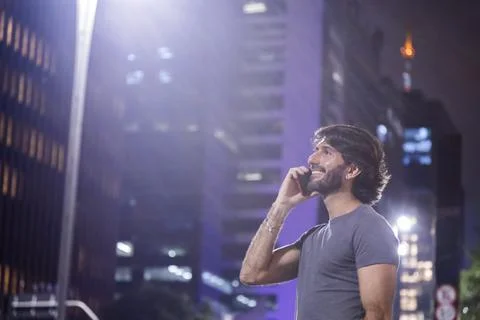 View of a young man with smartphone Stock Photos