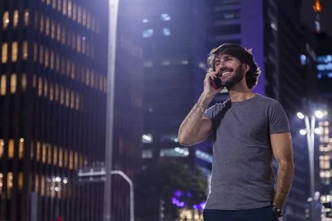 View of a young man with smartphone Stock Photos