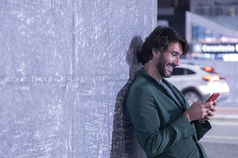 View of a young man with smartphone Stock Photos