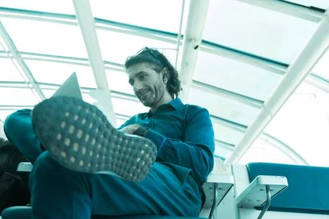 View of a young man with smartphone Stock Photos