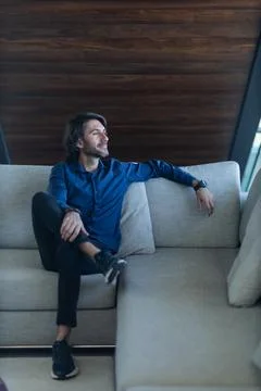 View of a young man with smartphone Stock Photos