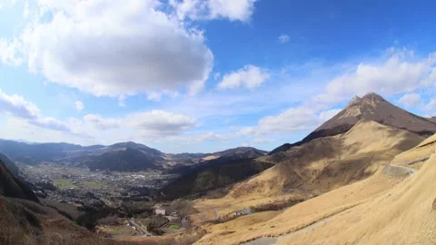 " View of Yufuin from above (Yufuin, Yufu City, Oita Prefecture)" Stock Footage 338003843