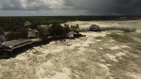 View on Zanzibar's Beach in Cloudy Weather Stock Footage 334207842