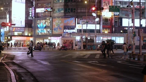 View at zebra crossing intersection area while people pedestrian walking cr.. Stock Footage 308996338
