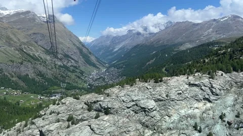View From Zermatt Gondola Stock Footage 198219587