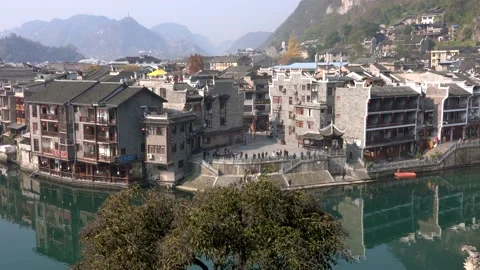 View of Zhenyuan ancient town Stock Footage 134850308