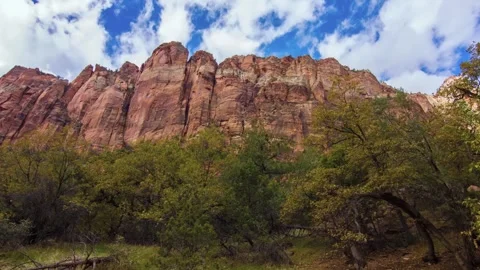 View of Zion Canyon from the Sand Bench Trail in Autumn Stock Footage 332017580