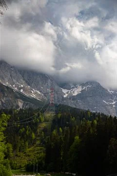 View of Zugspitze from Eibsee cable car station, Germany Stock Photos