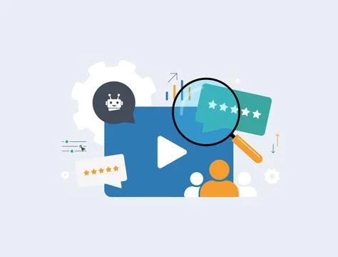 Viewer behavior analysis with AI video recommendations for audience engagement Stock Illustration