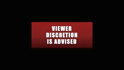 Viewer discretion is advised stacked text in red rectangle. 4K 스톡 동영상 343265059