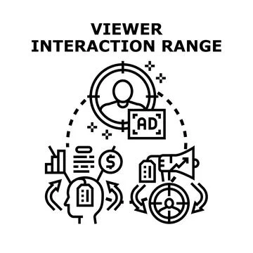 Viewer interaction range target engagement strategy Stock Illustration