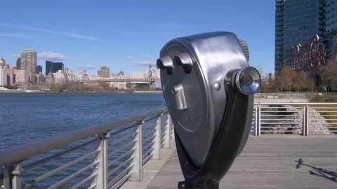 Viewer with Queensboro Bridge in Background New York City Video stock 82764332