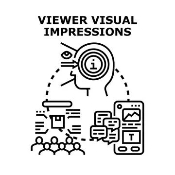 Viewer visual impressions mind processing data information Stock Illustration