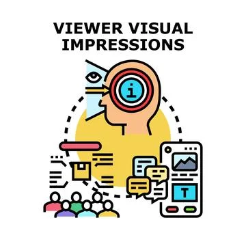 Viewer visual impressions mind processing data information Stock Illustration