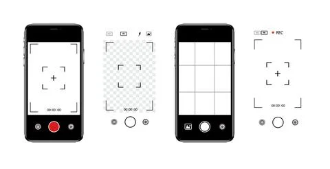Viewfinder Camera interface in phone screen. Photo, video ui in cellphone. App Stock Illustration