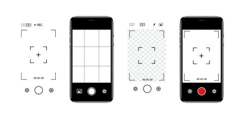 Viewfinder Camera interface in phone screen. Photo, video ui in cellphone. App Stock Illustration
