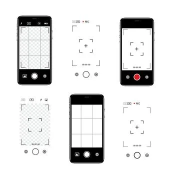 Viewfinder Camera interface in phone screen. Photo, video ui in cellphone. App Stock Illustration