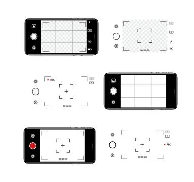 Viewfinder Camera interface in phone screen. Photo, video ui in cellphone. App Ilustración de archivo