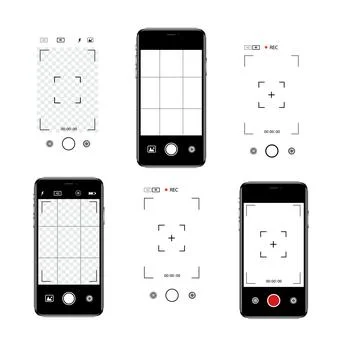 Viewfinder Camera interface in phone screen. Photo, video ui in cellphone. App Ilustración de archivo