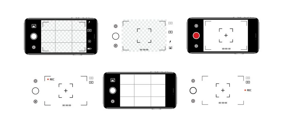 Viewfinder Camera interface in phone screen. Photo, video ui in cellphone. App Stock-Illustration