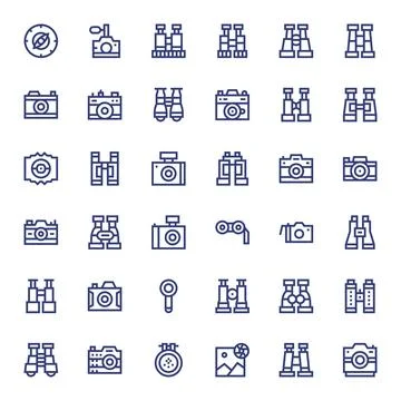 Viewfinder Exclusive Vector Set featuring 36 Bold Line Grid Fitted 128x128 .. Stock Illustration