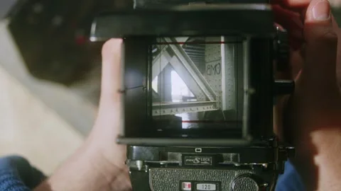 Viewfinder of Mamiya RB67 Medium Stock Video Pond5