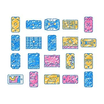 Viewfinder smartphone function icon hand drawn イラスト素材