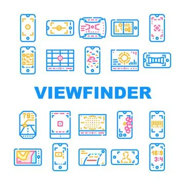Viewfinder Smartphone Function Icons Set Vector イラスト素材