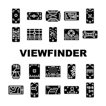 Viewfinder Smartphone Function Icons Set Vector Illustrazione stock