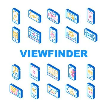Viewfinder Smartphone Function Icons Set Vector Stock Illustration