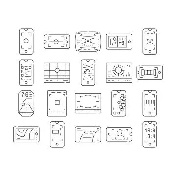 Viewfinder Smartphone Function Icons Set Vector Stockillustratie