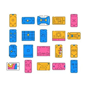 Viewfinder Smartphone Function Icons Set Vector イラスト素材