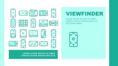 Viewfinder Smartphone Function Landing Header Vector Stock Illustration