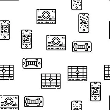 Viewfinder Smartphone Function Vector Seamless Pattern Stock Illustration