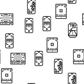 Viewfinder Smartphone Function Vector Seamless Pattern Stock Illustration
