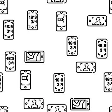Viewfinder Smartphone Function Vector Seamless Pattern Illustrazione stock