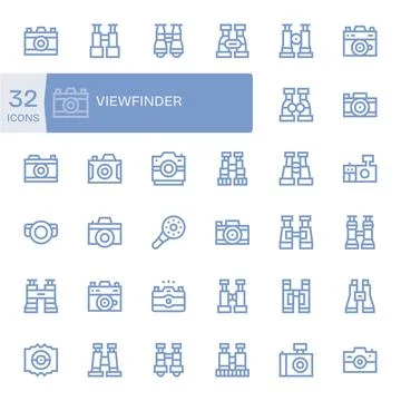 Viewfinder Vector Icon Toolkit featuring 32 Detail Enhanced 128x128 Bold Li.. Stock Illustration