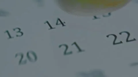 Viewing August days on digital calendar on smartphone screen, macro view and Stock Footage 288964091