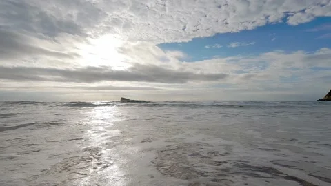 Viewing the beach against the light Stock Footage 227186544
