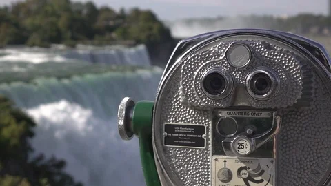 Viewing binoculars of Niagara Falls slow motion Video stock 99071834